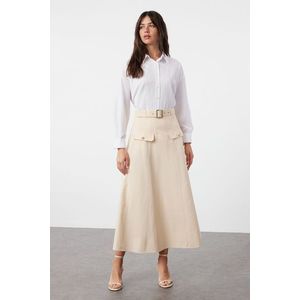 Trendyol Beige Gabardine Pocket Detailed Woven Skirt obraz