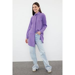 Trendyol Purple Midi Length Crinkle Woven Shirt obraz