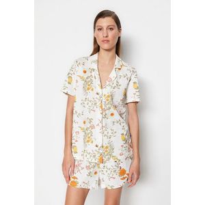 Trendyol Multi Color 100% Cotton Floral Pattern Shirt-Shorts Knitted Pajamas Set obraz