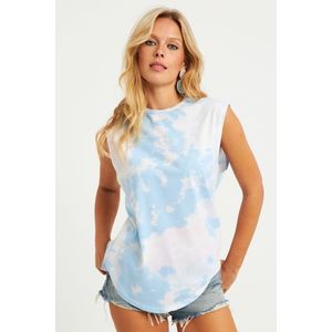 Cool & Sexy Women's Blue-White Tie-Dye T-Shirt obraz