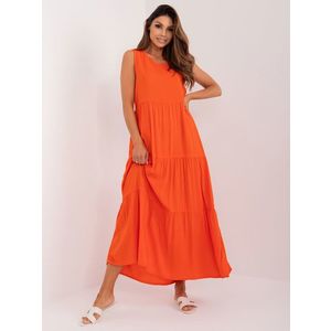 Oranžové maxi šaty s volány SUBLEVEL obraz