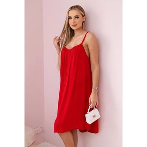 Dámské viskózové šaty s ramínky - červená obraz
