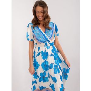 Modré a béžové dámské plisované šaty obraz