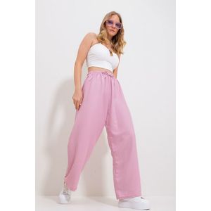Trend Alaçatı Stili Women's Pink Elastic Waist Wide Leg Loose Woven Trousers obraz