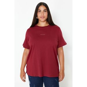 Trendyol Curve Claret Red Crew Neck Knitted T-Shirt obraz