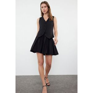 Trendyol Black Pleated Woven Mini Skirt obraz
