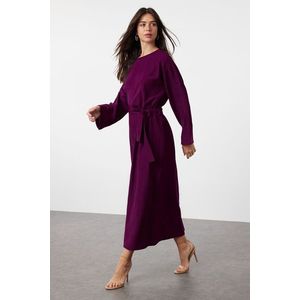Trendyol Purple Belted Woven Crinkle Dress obraz