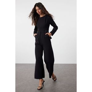 Trendyol Black Accessory Detailed Double Breasted Cut Woven Jumpsuit obraz