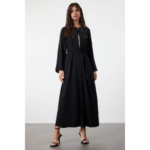 Trendyol Black Belted Stone Accessory Woven Cap & Abaya & Abaya obraz