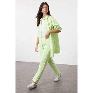 Trendyol Light Green Pocket Detailed Shirt-Pants Knitted Suit obraz
