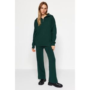 Trendyol Emerald Green Wide fit Knitwear Top and Bottom Set obraz
