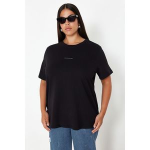 Trendyol Curve Black Crew Neck Knitted T-Shirt obraz