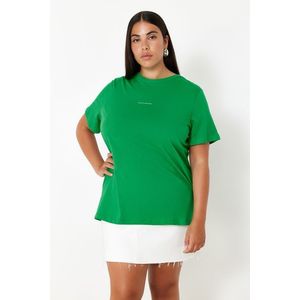 Trendyol Curve Green Crew Neck Knitted T-Shirt obraz