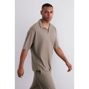 Trendyol Limited Edition Mink Oversize/Wide Textured Wrinkle-Free Ottoman Polo Collar T-Shirt obraz