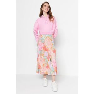 Trendyol Multi-Colored Floral Patterned Pleated, Elastic Waist Woven Skirt obraz