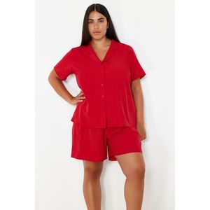 Trendyol Curve Red Shirt Collar Woven Pajama Set obraz