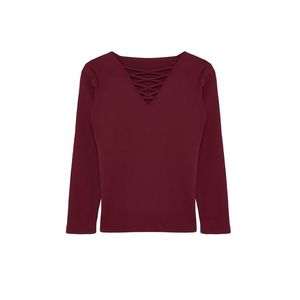 Trendyol Curve Claret Red Cross-Brit Knitwear Sweater obraz