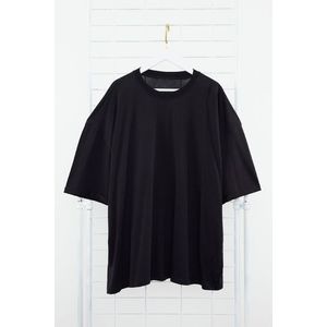 Trendyol Plus Size Black Oversize/Wide Cut 100% Cotton T-Shirt obraz