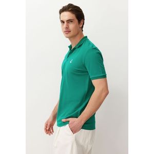 Trendyol Water Green Regular/Normal Cut 100% Cotton Embroidered Polo Neck T-shirt obraz
