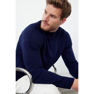 Trendyol Navy Blue Slim Fit Turtleneck Half Turtleneck Raglan Sleeve Seamless Basic Knitwear Sweater obraz