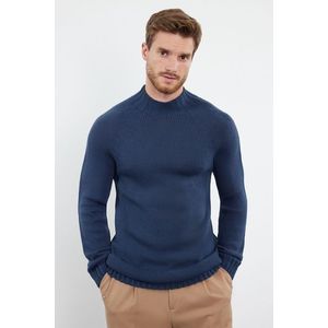 Trendyol Indigo Slim Fit Turtleneck Half Turtleneck Raglan Sleeve Seamless Basic Knitwear Sweater obraz