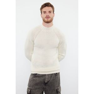 Trendyol Ecru Slim Fit Turtleneck Half Turtleneck Raglan Sleeve Seamless Basic Knitwear Sweater obraz