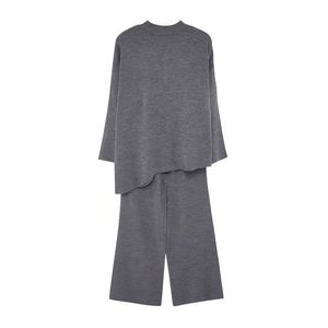 Trendyol Curve Gray Knitwear Plus Size Bottom-Top Set obraz