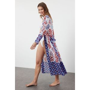 Trendyol Ethnic Patterned Belted Maxi Woven Kimono & Kaftan obraz