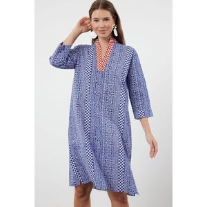 Trendyol Ethnic Patterned Midi Woven 100% Cotton Beach Dress obraz