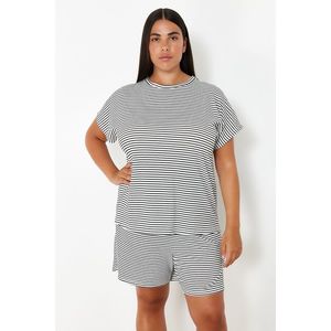 Trendyol Curve White-Black Striped Crew Neck Knitted Pajama Set obraz