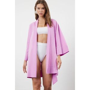 Trendyol Pink Belted Mini Woven 100% Cotton Kimono&Kaftan obraz