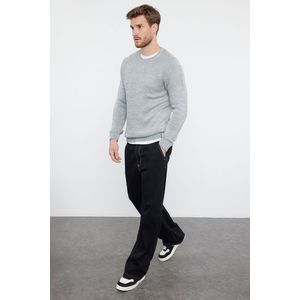 Trendyol Gray Slim Fit Crew Neck Raglan Sleeve Seamless Basic Knitwear Sweater obraz