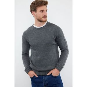 Trendyol Anthracite Slim Fit Crew Neck Raglan Sleeve Seamless Basic Knitwear Sweater obraz