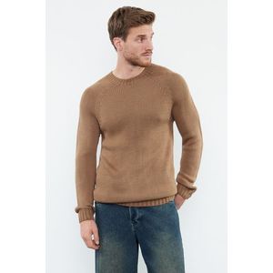 Trendyol Mink Slim Fit Crew Neck Raglan Sleeve Seamless Basic Knitwear Sweater obraz