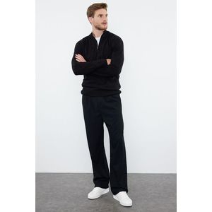 Trendyol Black Slim Fit Half Turtleneck Zip Cotton Smart Knitwear Sweater obraz