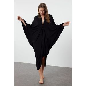 Trendyol Black Wide Fit Maxi Woven Draped Beach Dress obraz