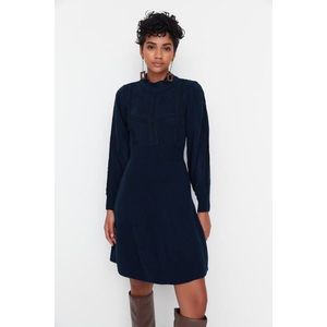 Trendyol Navy Blue Mini Knitwear with Lace Dress obraz