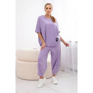 Dámský komplet halenka + kalhoty - světle fialová obraz