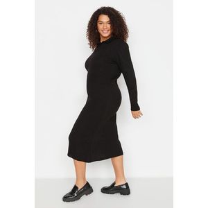 Trendyol Curve Black Polo Neck Sweater Dress obraz