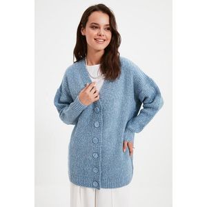 Trendyol Blue Buttoned V Neck Soft Knitwear Cardigan obraz
