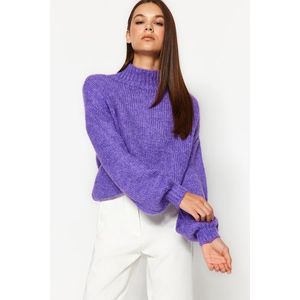 Trendyol Purple Soft Textured Thick Crewneck Knitwear Sweater obraz