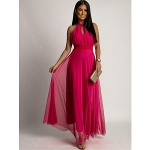 Dámské elegantní šaty s tylovým spodkem FASARDI - tmavě růžová obraz