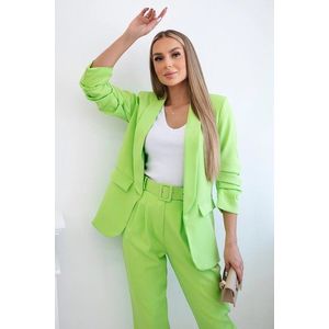 Dámský elegantní set sako + kalhoty - neonově zelená obraz