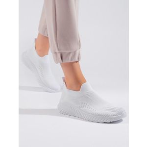 Shelvt Women's slip-on sneakers white obraz