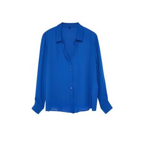 Trendyol Curve Blue Buttoned Regular Cut Woven Plus Size Shirt obraz