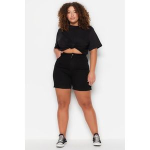 Trendyol Curve Black High Waist Flexible Skinny Denim Shorts &; Bermuda obraz