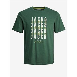 Tmavě zelené pánské tričko Jack & Jones Delvin obraz