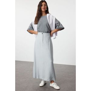Trendyol Gray Normal Waist Woven Linen Look Skirt obraz