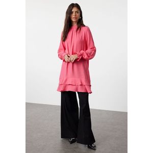 Trendyol Fuchsia Skirt Ruffled Woven Viscose Tunic obraz