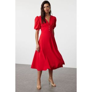 Trendyol Red A-Cut Shiny Stone Stylish Evening Dress obraz